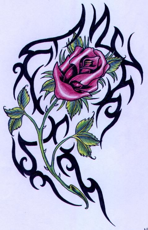tribal rose tattoo designs. Tatouage De Rose Tribal